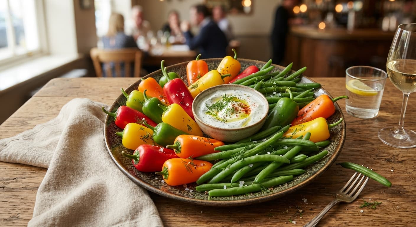 Crunchy Mini Pepper and Green Bean Snack Platter