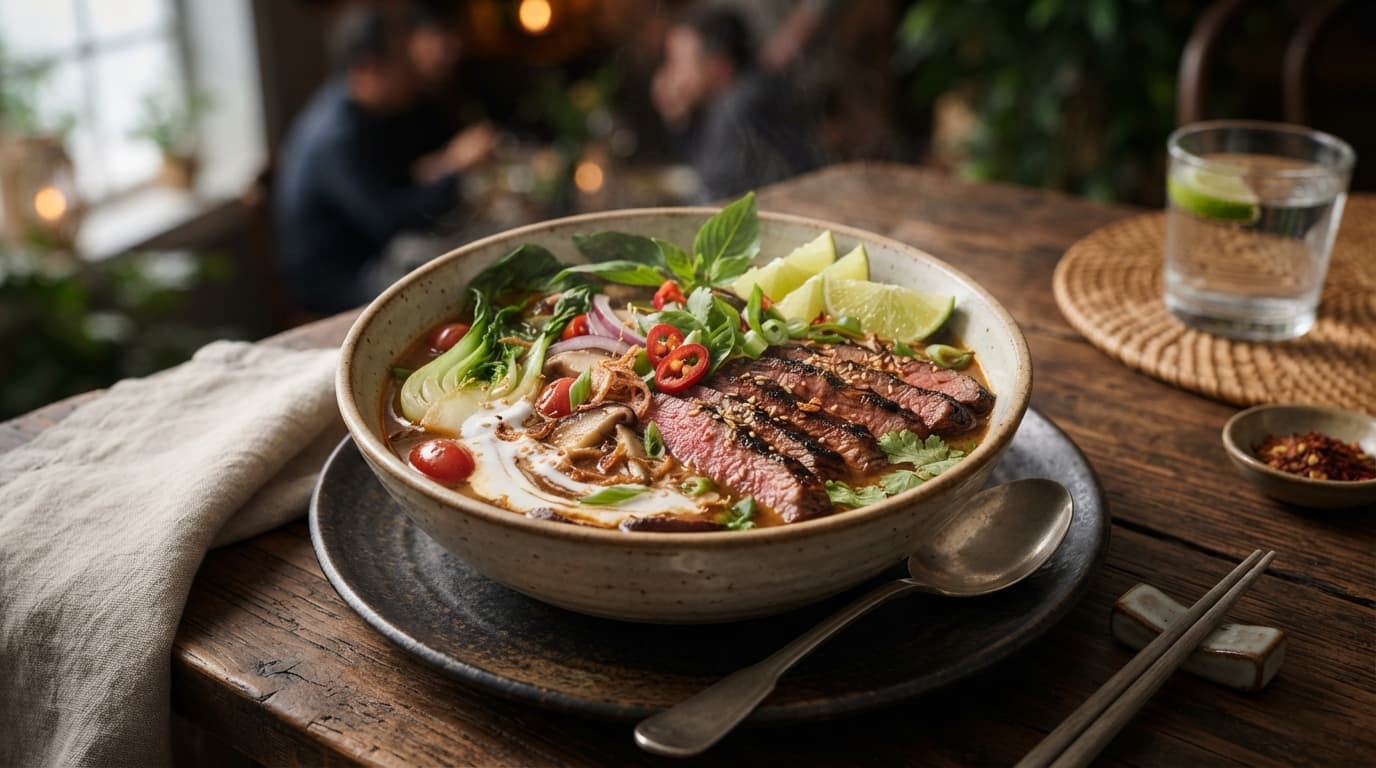Crying Tiger Beef Soup with Coconut Cream