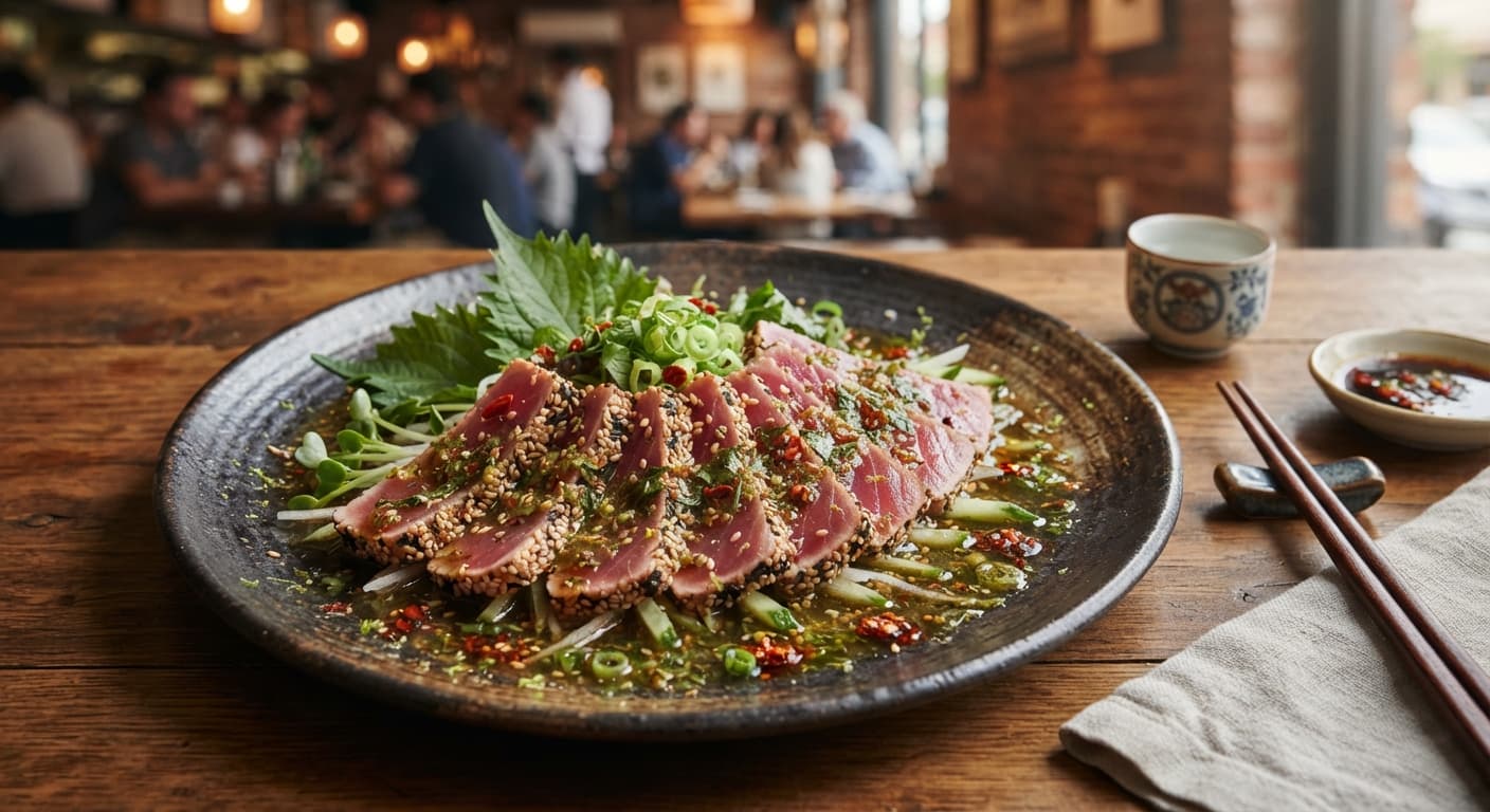 Crying Tiger Japanese Shiso‑Infused Tuna Tataki