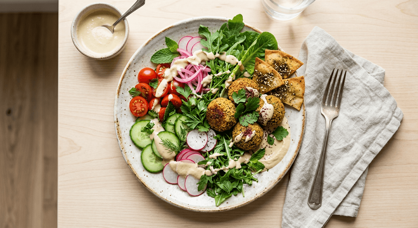 Deconstructed Falafel Salad with Hummus Dressing