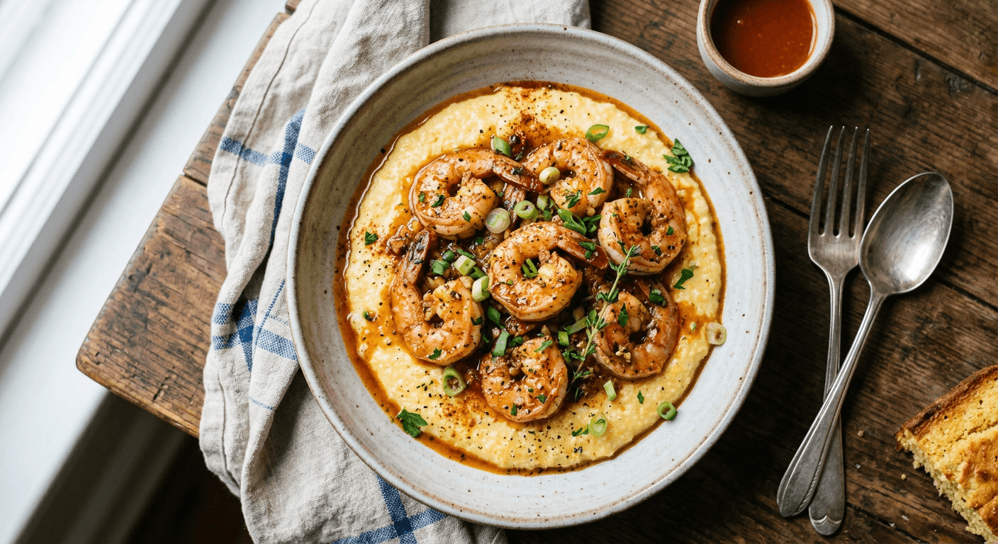 Deep South Creamy Garlic Shrimp and Grits