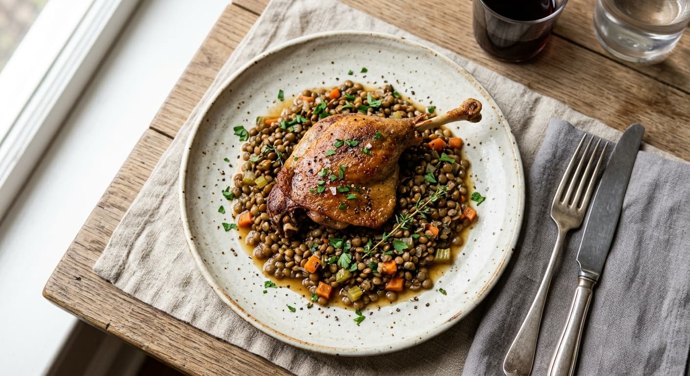 Duck Confit with Lentils du Puy