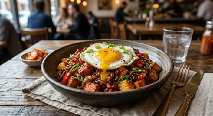 Easy Korean-Style Sweet Potato Gochujang Hash with Egg