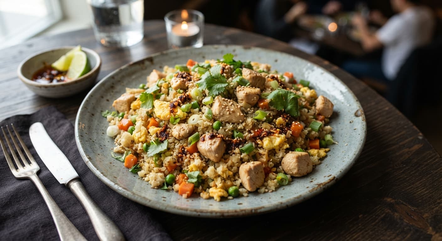 Egg‑Based Cauliflower Fried Rice with Chicken