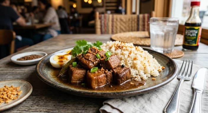 Filipino Adobo-Style Pork with Garlic Fried Rice