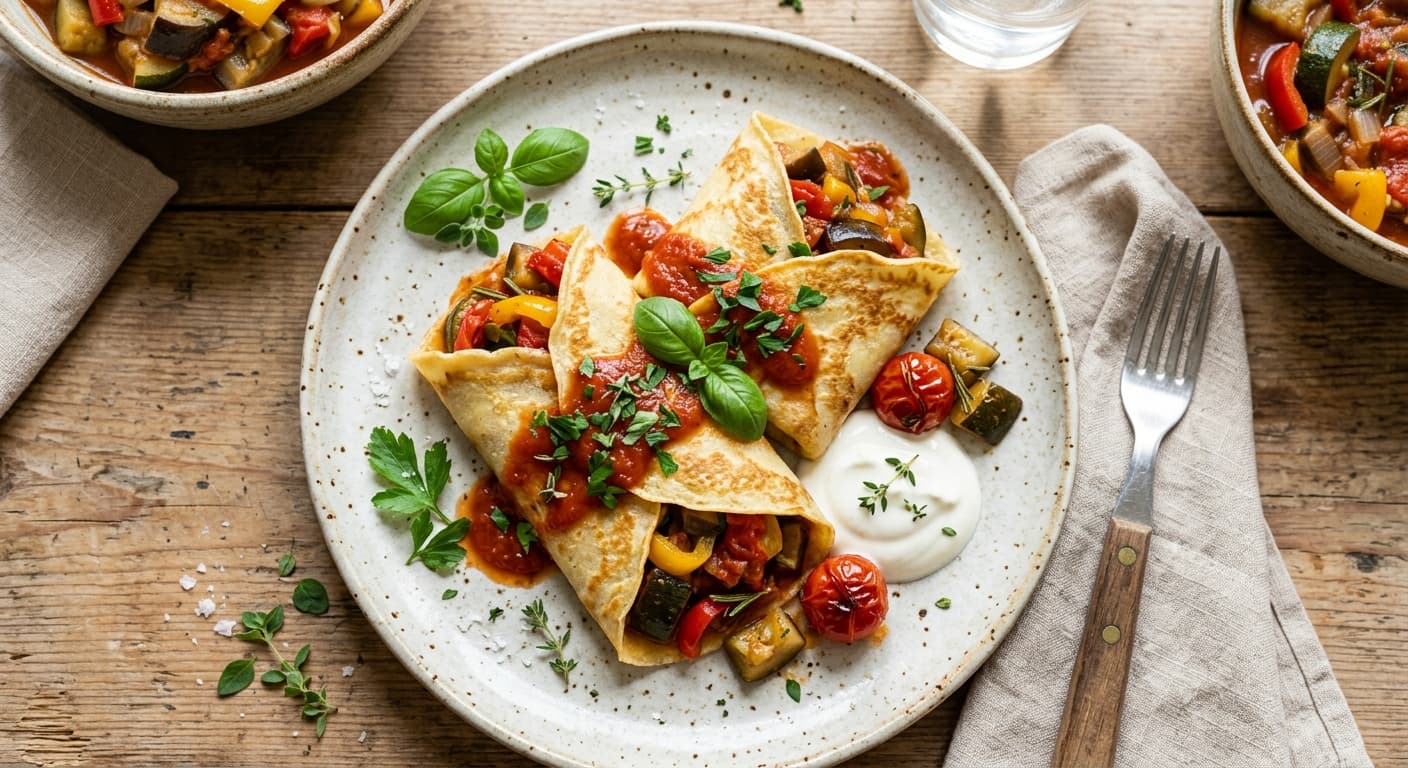 French Ratatouille Filled Crepes