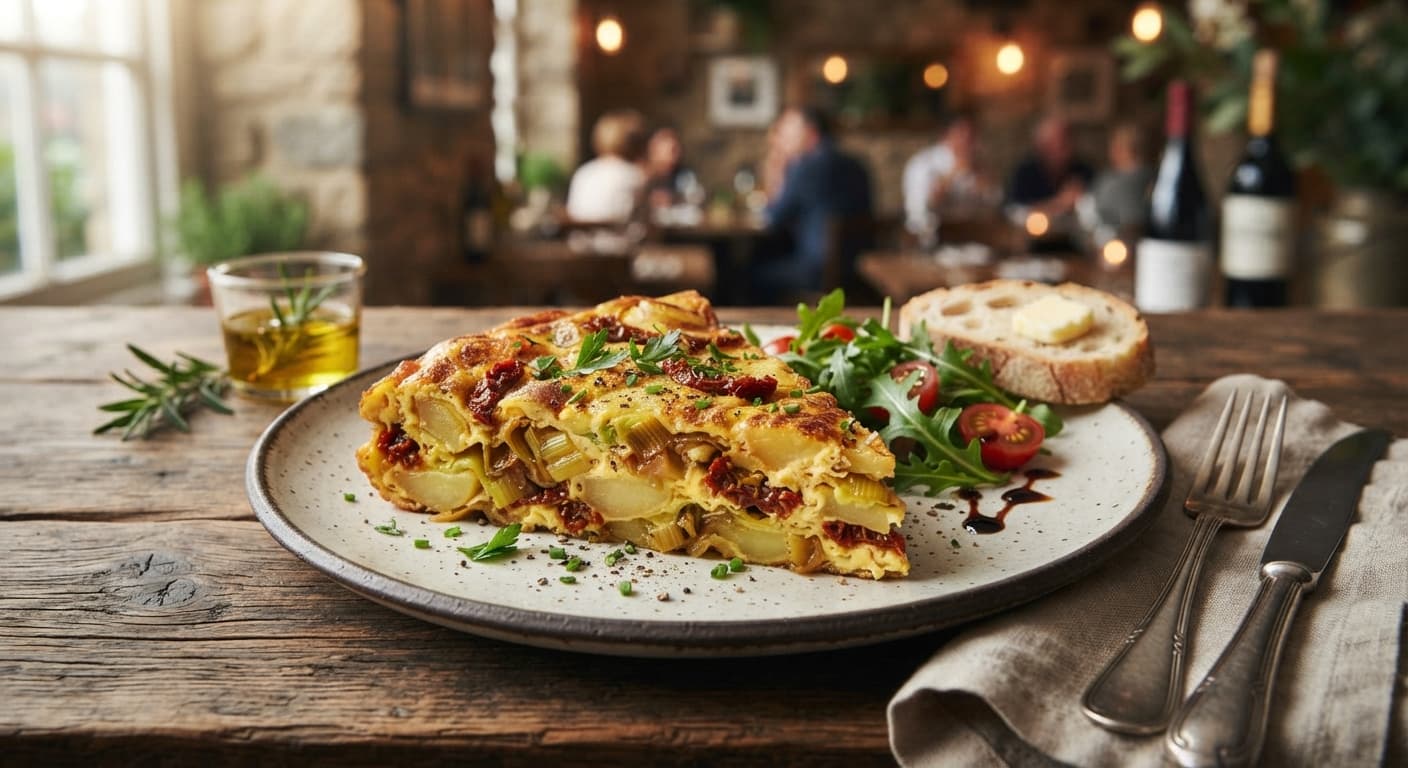 Frittata di Patate e Porri con Pomodori Secchi