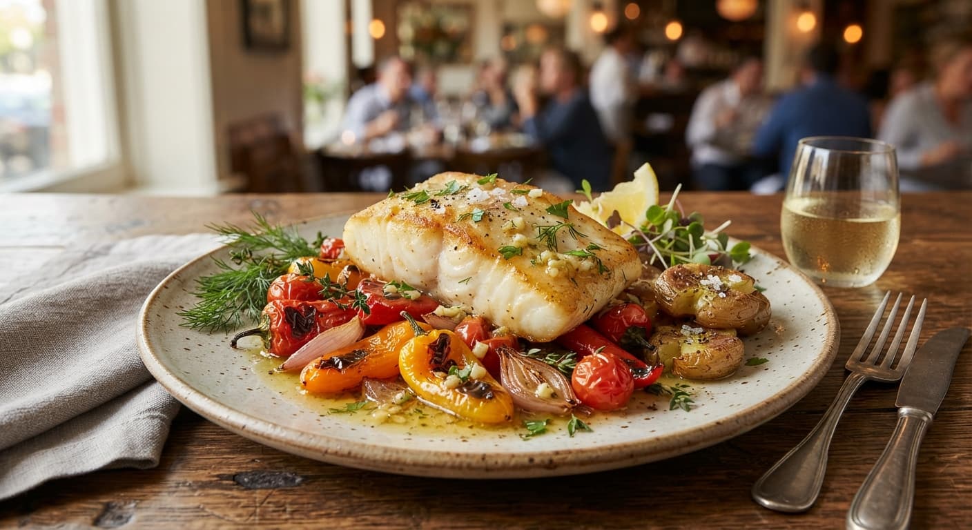 Garlic Butter Cod with Roasted Mini Peppers