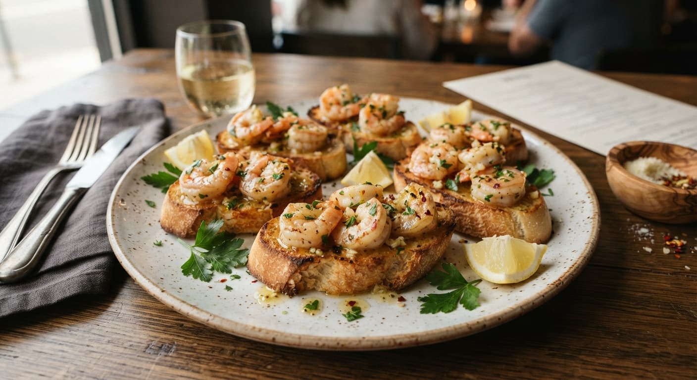 Garlic Butter Shrimp Scampi Toasts