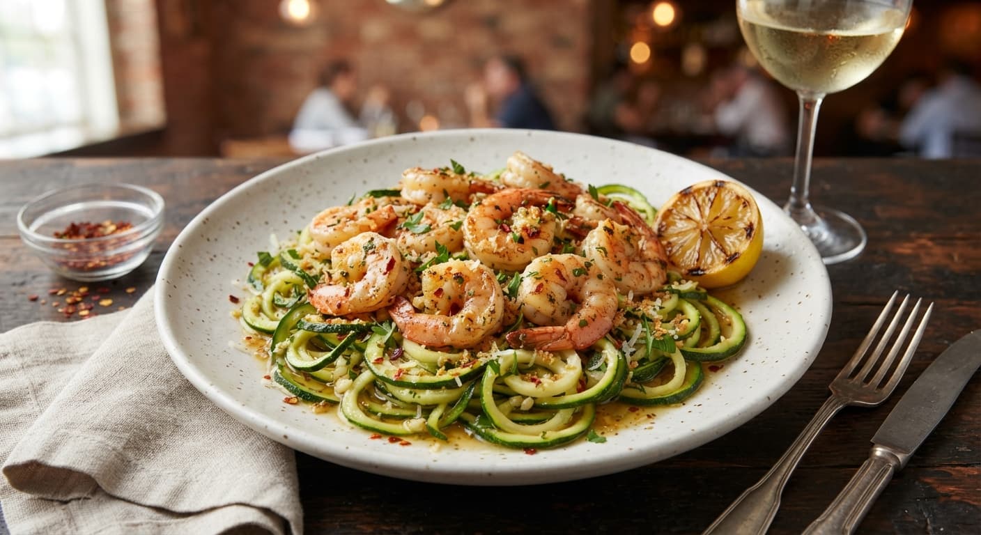 Garlic Chili Shrimp Scampi with Zucchini Noodles