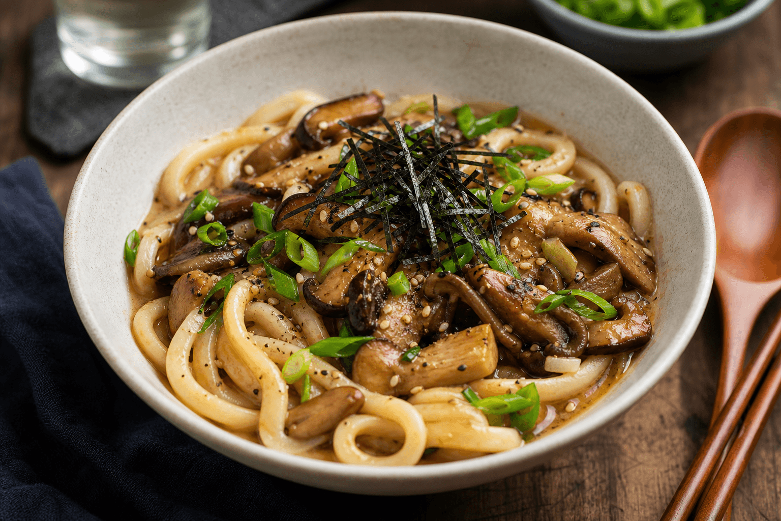 Garlic-Ginger Miso Mushroom Udon