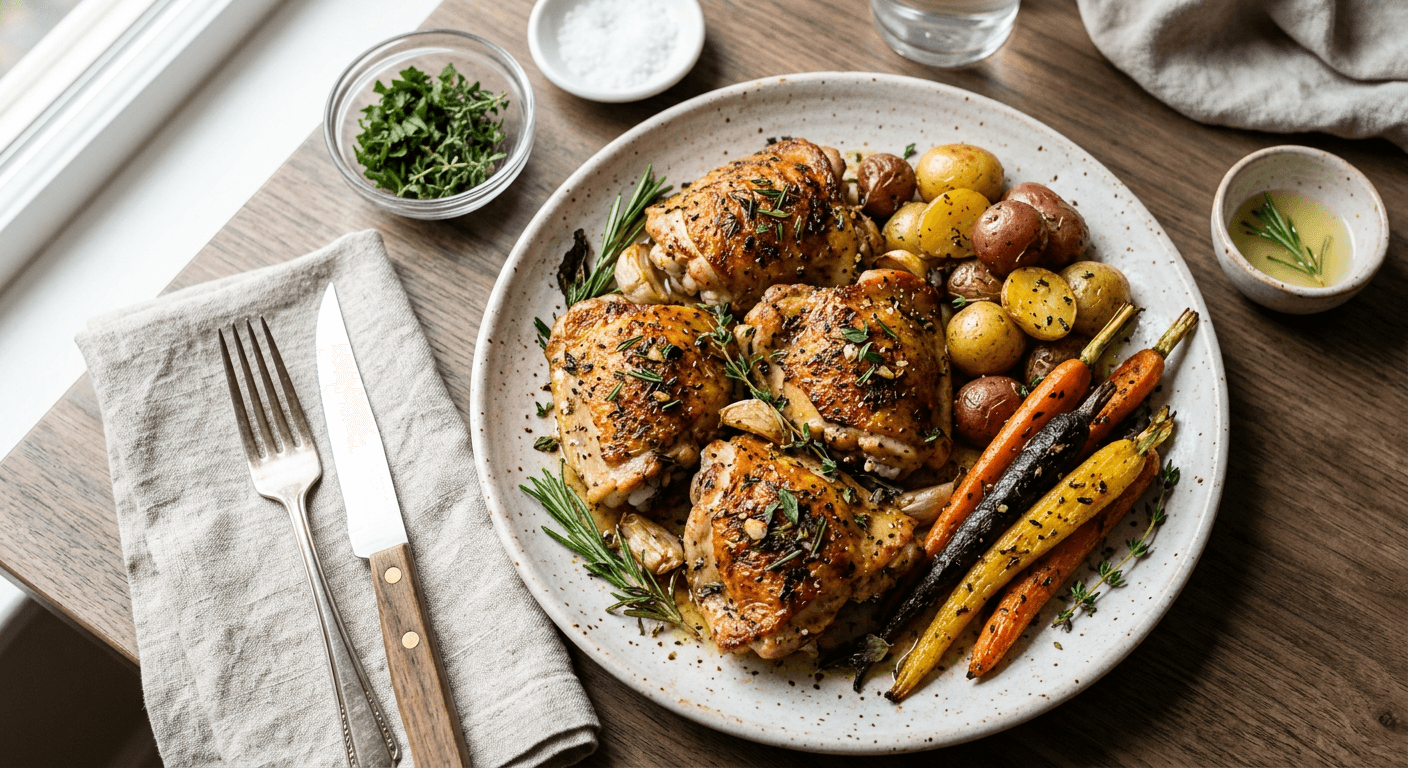 Garlic Herb Roasted Chicken Thighs