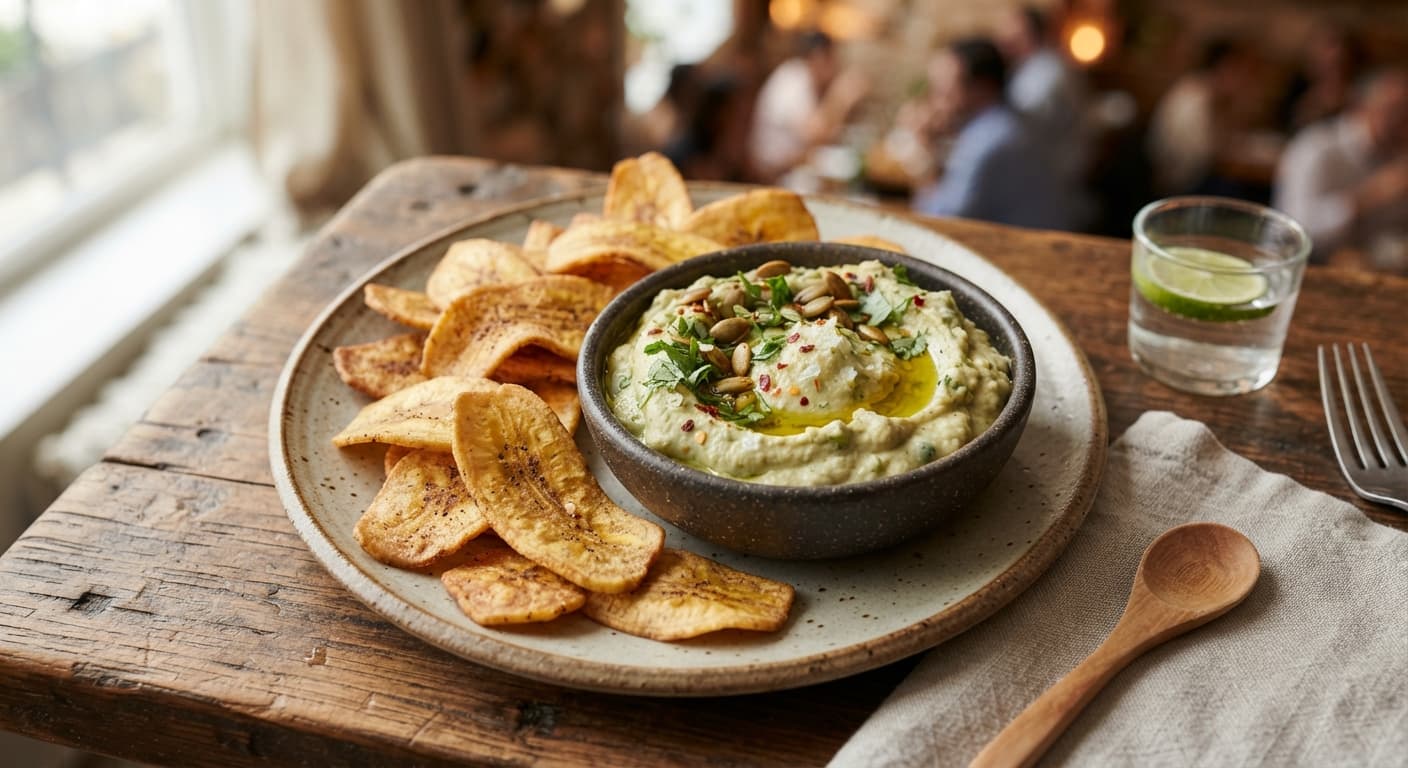 Garlic‑Lime Edamame‑Free Bean Dip with Plantain Chips