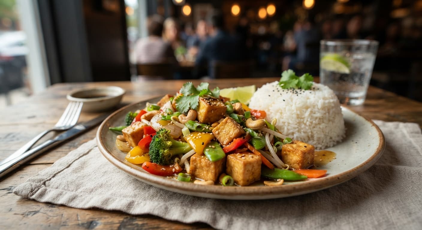 Garlic‑Lime Shrimp‑Free Tofu Stir‑Fry with Rice
