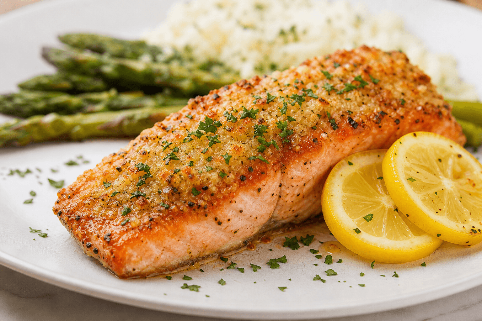 Garlic Parmesan Lemon Crust Salmon