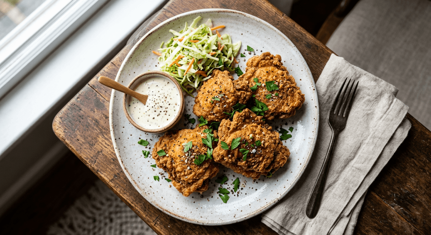 Garlic Pepper Southern Fried Thighs