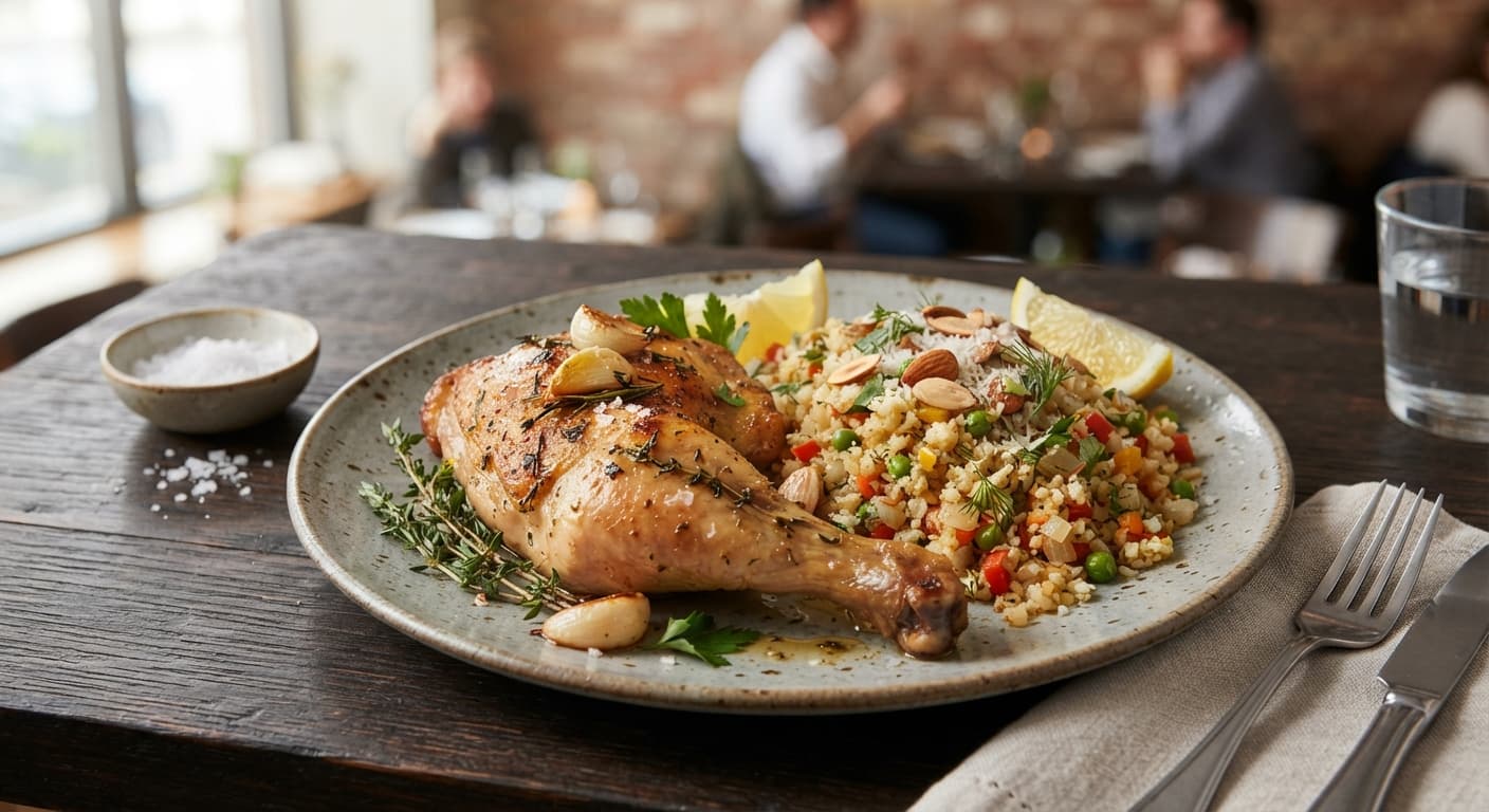 Garlic Roasted Chicken with Cauliflower Rice