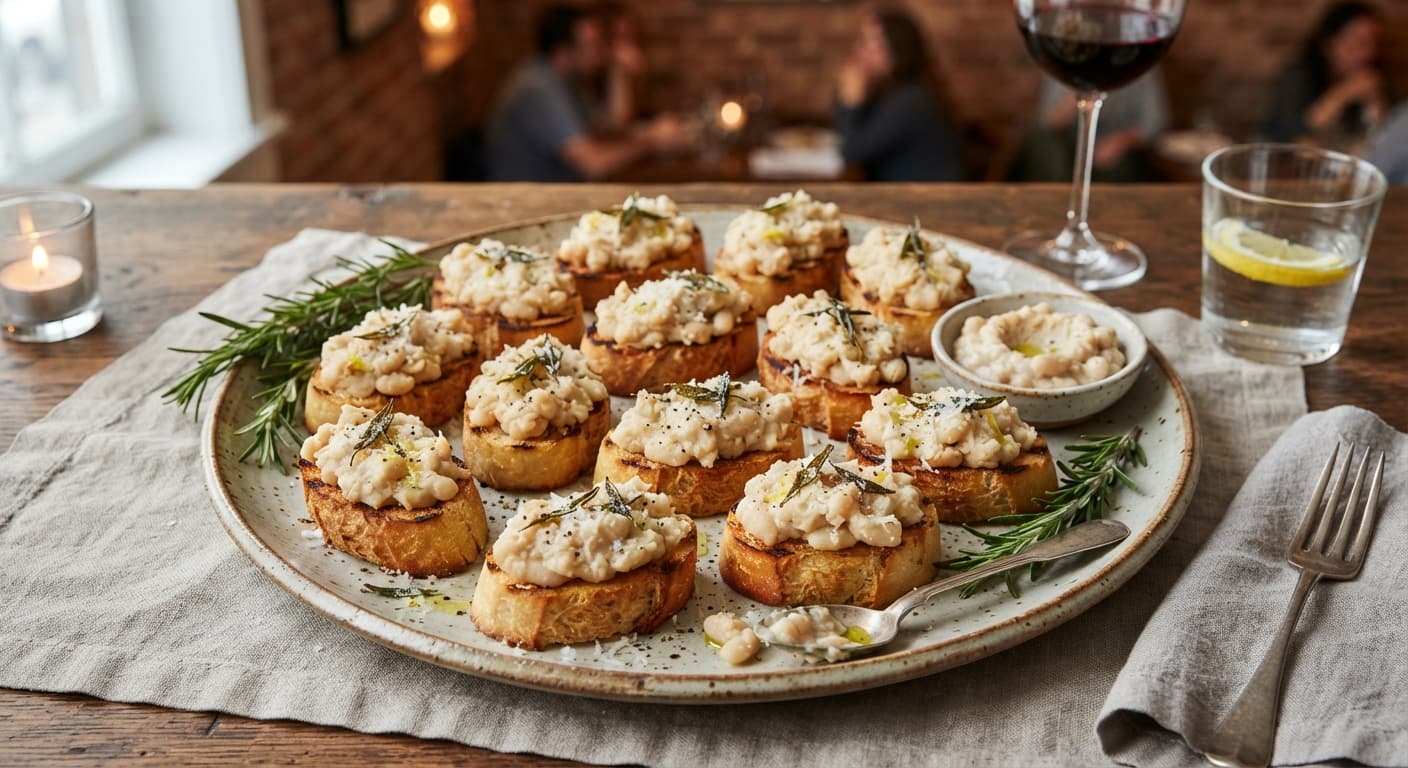 Garlic Rosemary White Bean Crostini-Free Bites