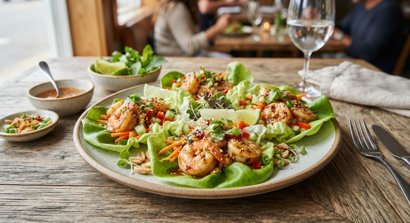 Garlic Shrimp Lettuce Wraps