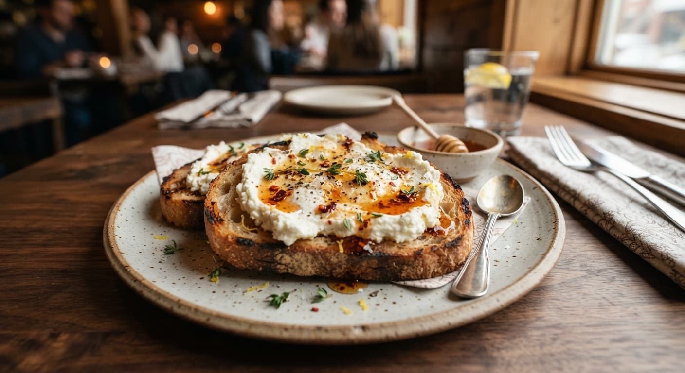 Garlicky Ricotta Toast with Chili Honey