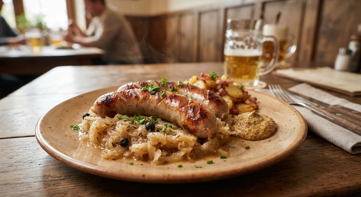 German Chicken Sausage with Sauerkraut