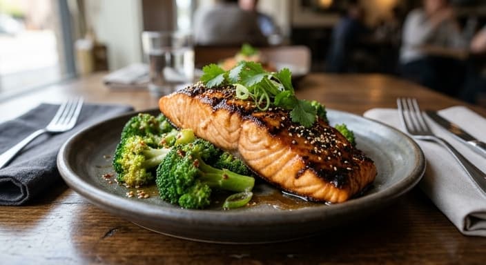 Ginger-Garlic Soy Glazed Salmon with Sesame Broccoli