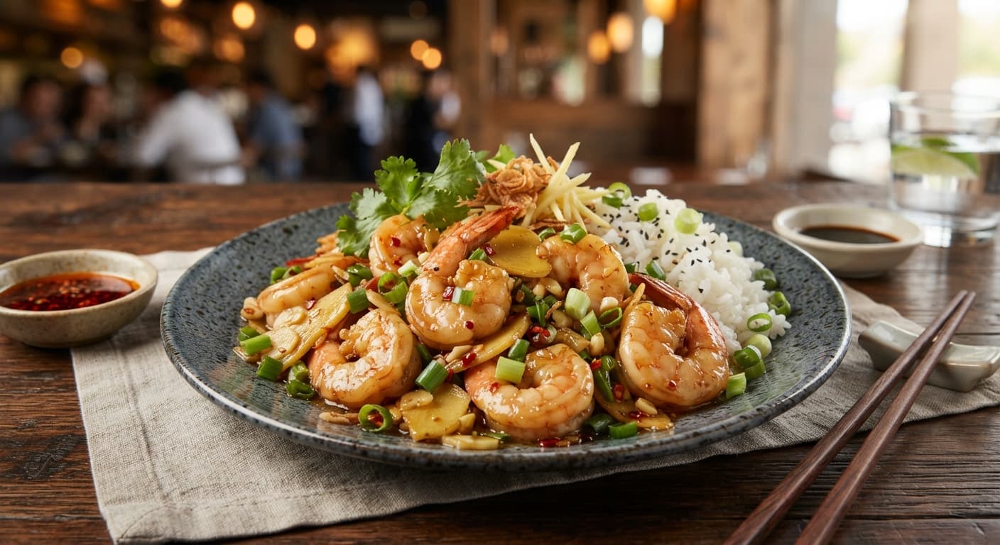 Ginger‑Scallion Shrimp