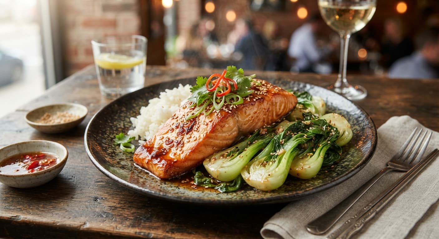 Ginger Soy Glazed Salmon with Garlic Bok Choy