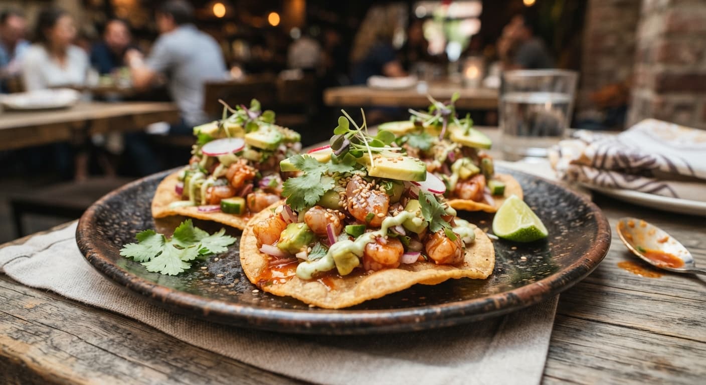 Gochujang Shrimp Ceviche Tostadas