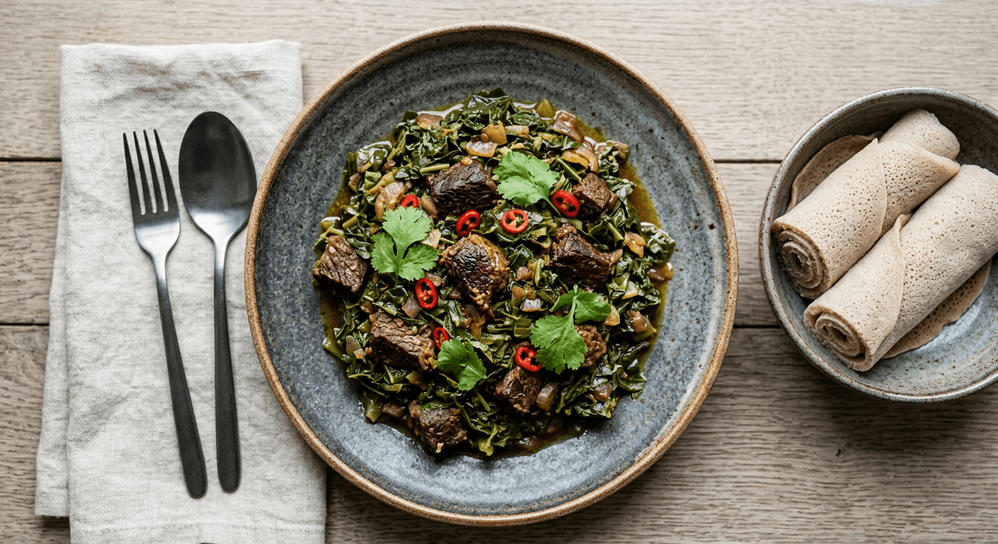 Gomen Besiga (Collards with Beef)