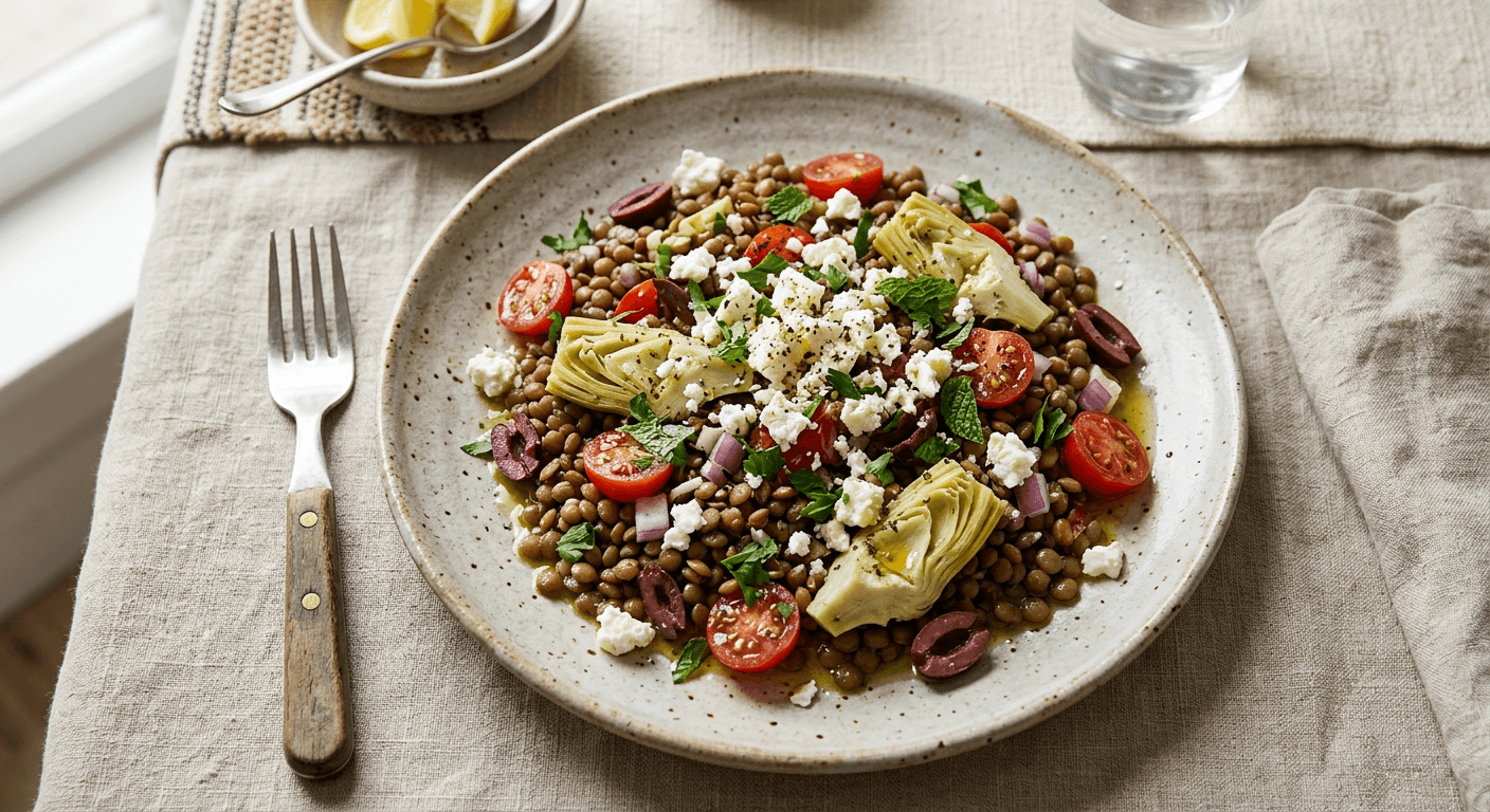 Greek Artichoke and Lentil Medley