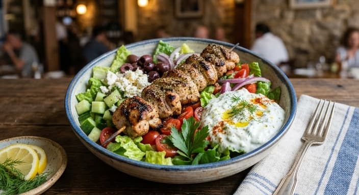 Greek Chicken Bowl (No Rice) with Tzatziki