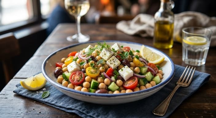 Greek Chickpea Salad with Feta & Lemon