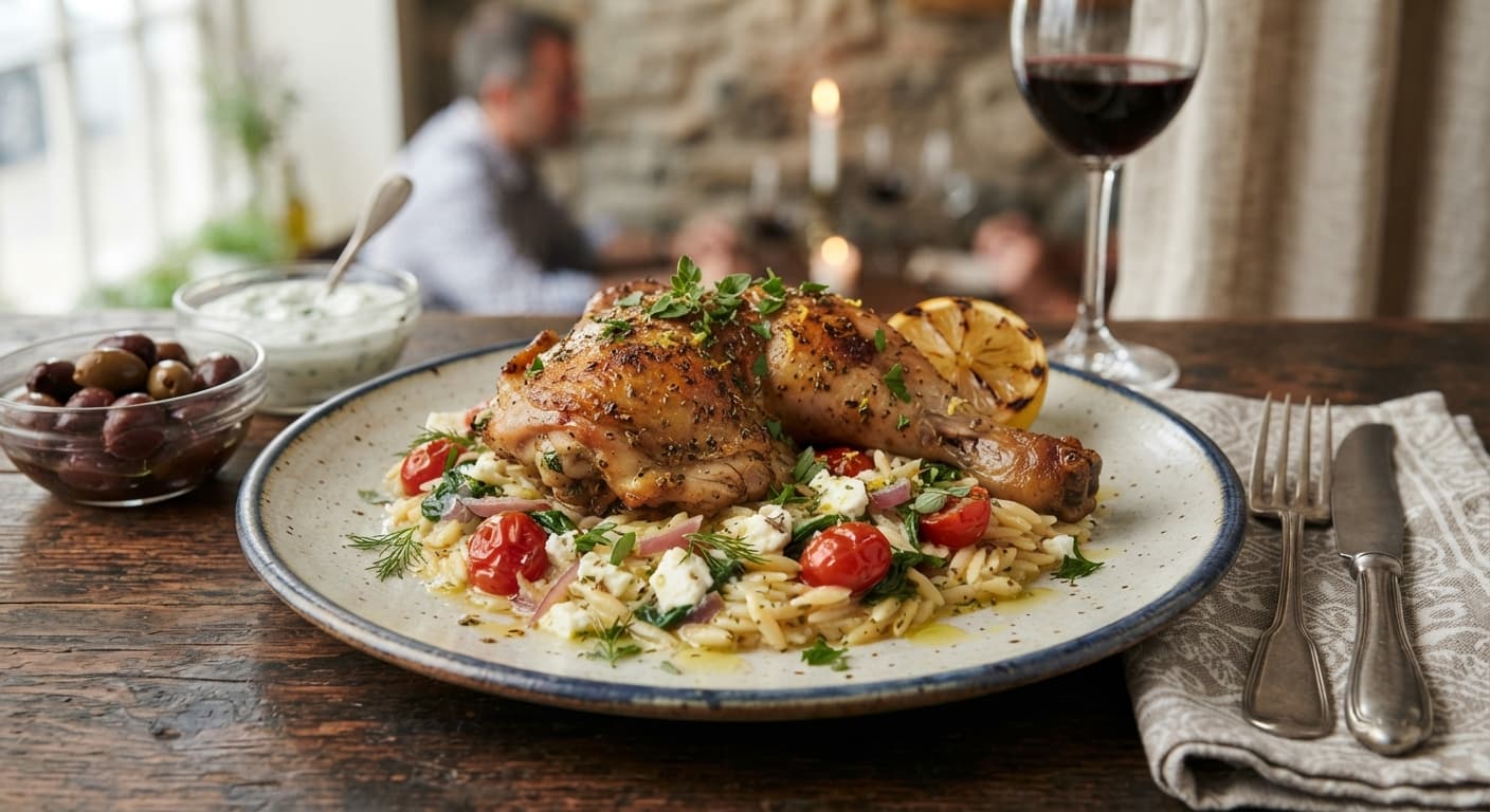 Greek Lemon-Oregano Chicken with Orzo