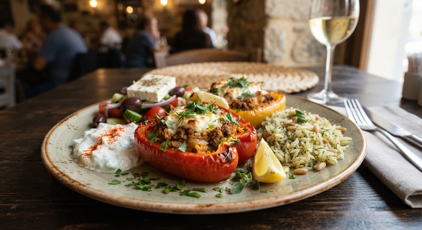 Greek‑Style Stuffed Bell Peppers