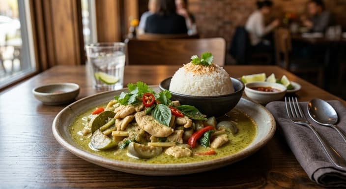 Green Curry Chicken with Coconut Rice