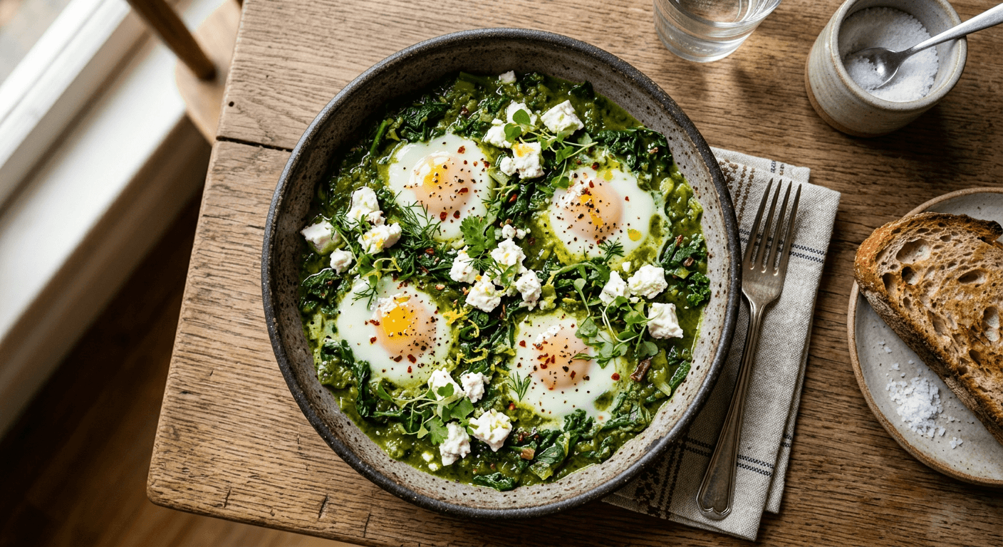 Green Shakshuka with Spinach and Feta