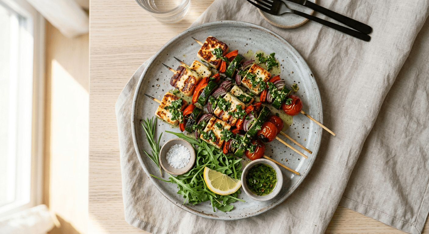 Grilled Halloumi And Vegetable Skewers With Herb Marinade 1769478499447 D9cv
