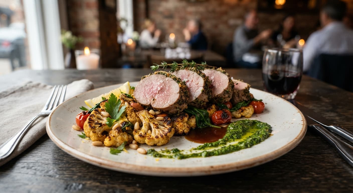 Herb‑Crusted Pork Tenderloin with Roasted Cauliflower