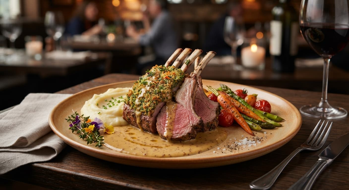 Herb-Crusted Rack of Lamb with Dijon Sauce