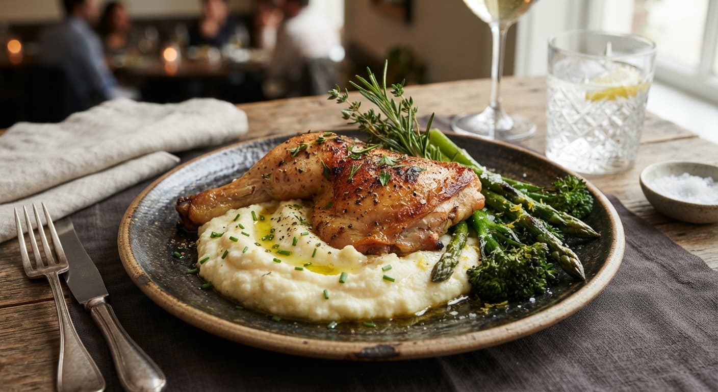 Herb-Roasted Chicken with Cauliflower Mash