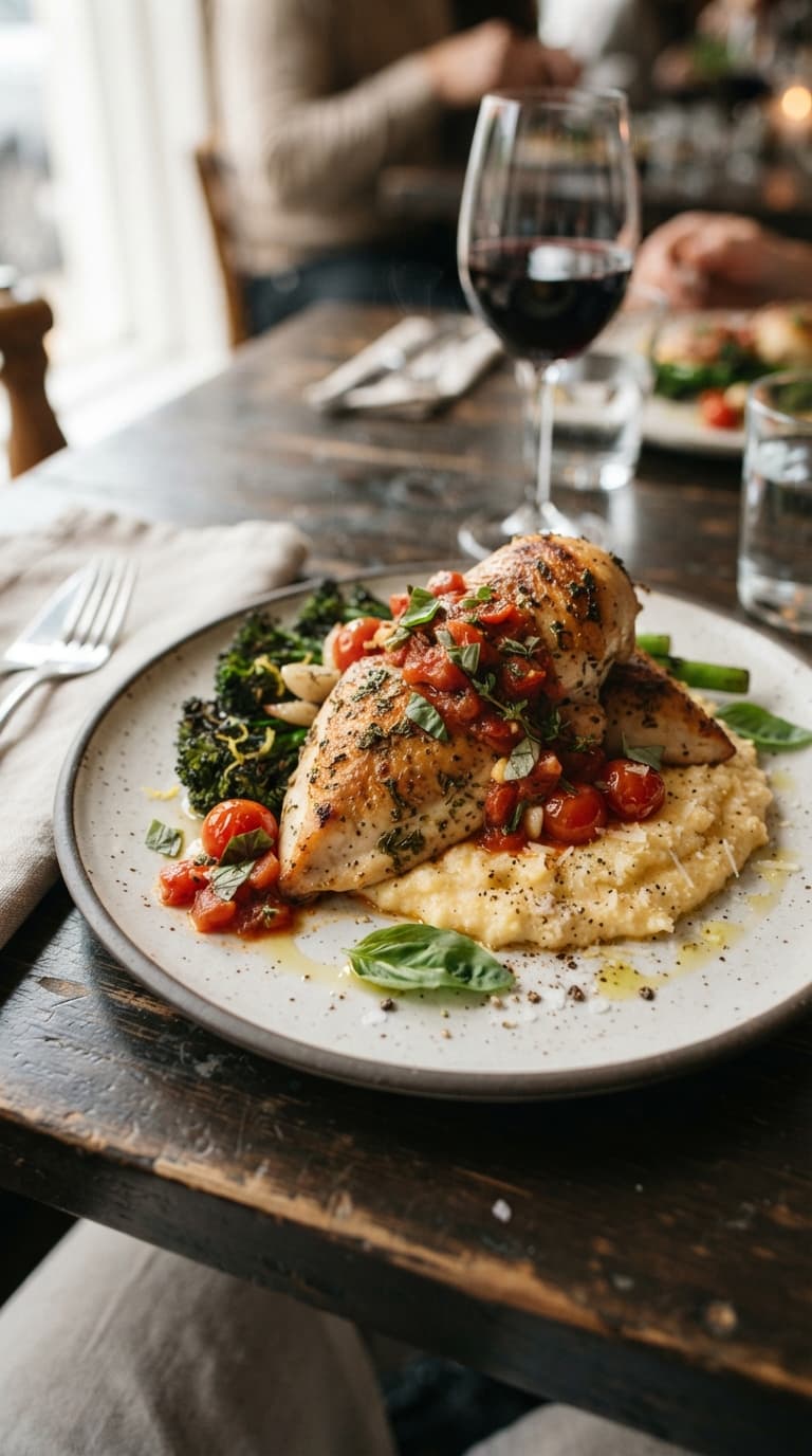 Herb-Roasted Chicken with Tomato Basil Sauce