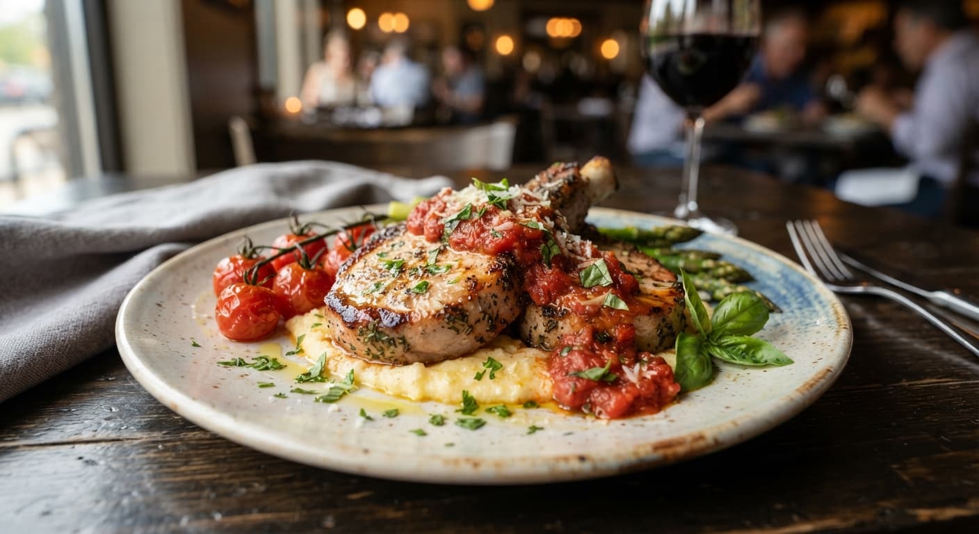 Herb-Roasted Pork Chops with Tomato Basil Sauce