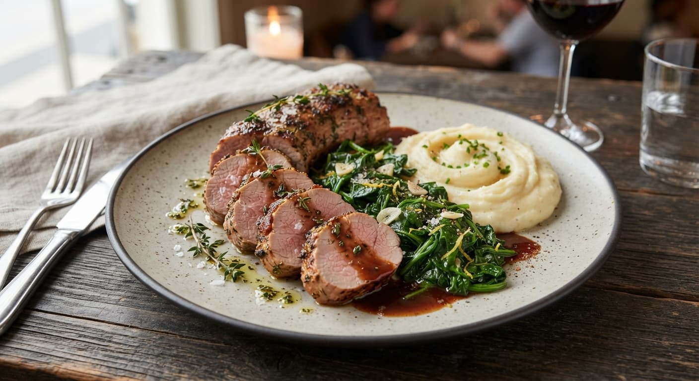Herbed Pork Tenderloin with Spinach Sauté