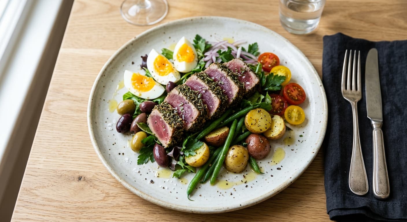 Herbes de Provence Crust Tuna Niçoise