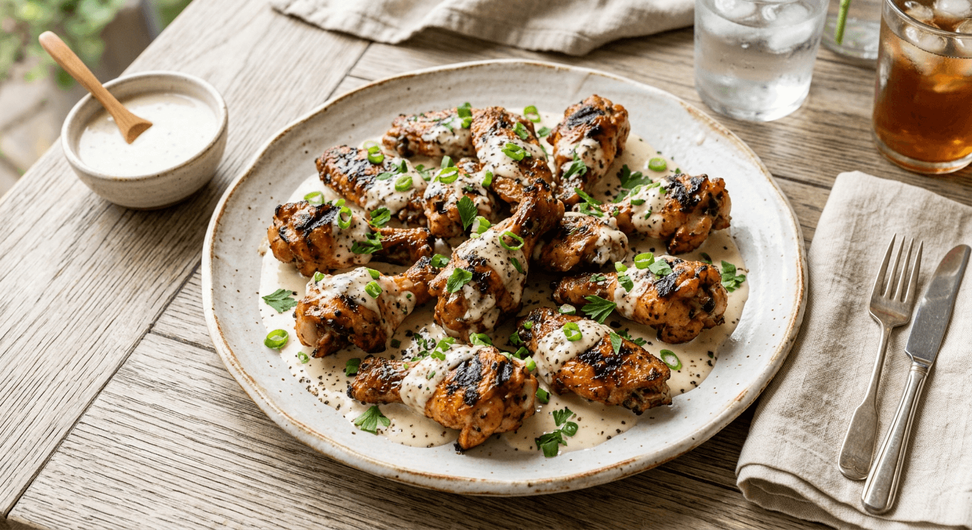 Hickory Smoked Alabama White Sauce Wings