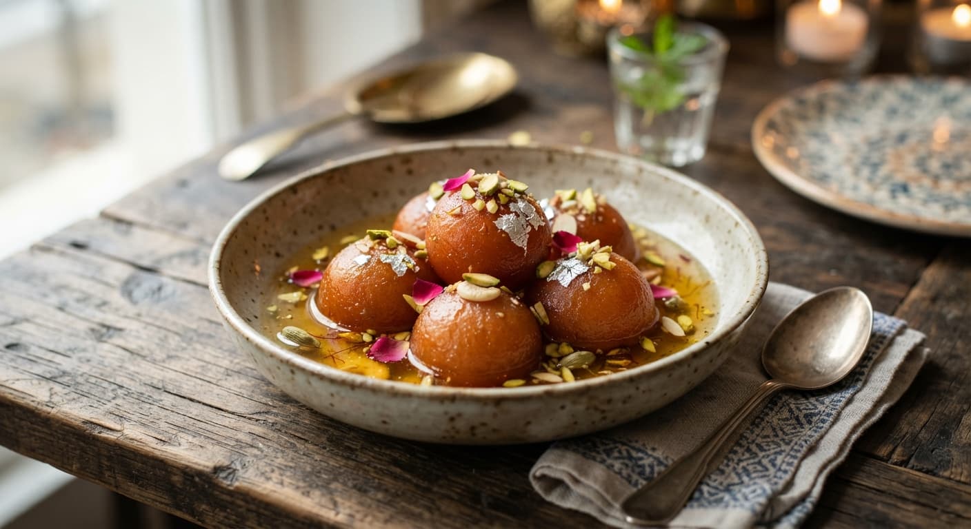 Homemade Gulab Jamun with Cardamom Syrup