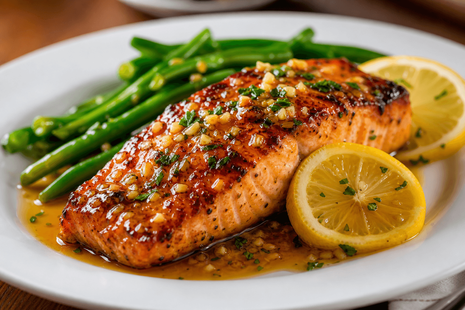 Honey Lemon Garlic Glazed Salmon