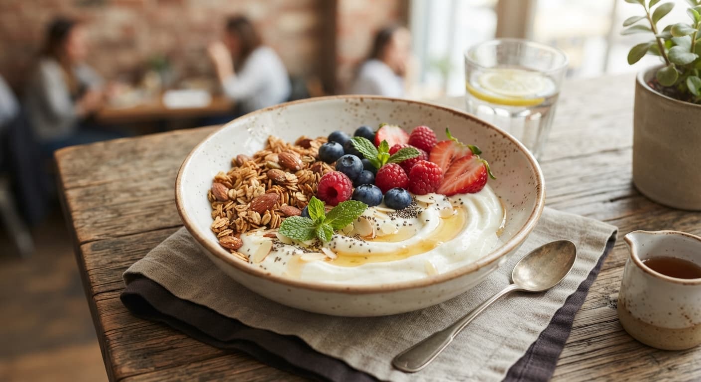 Honey Vanilla Yogurt Bowl with Toasted Oats and Berries