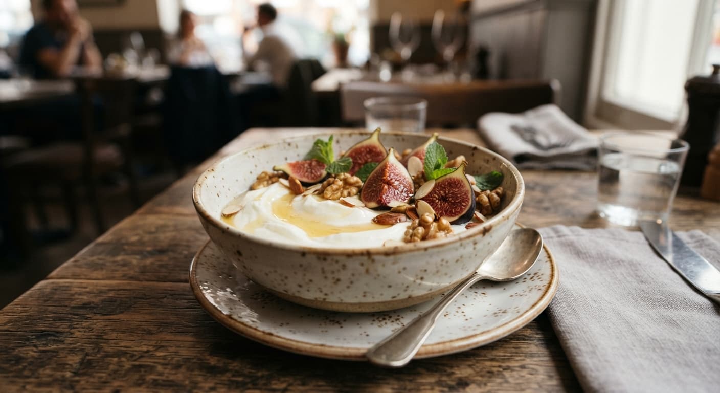 Honey Yogurt Bowl with Walnuts and Figs